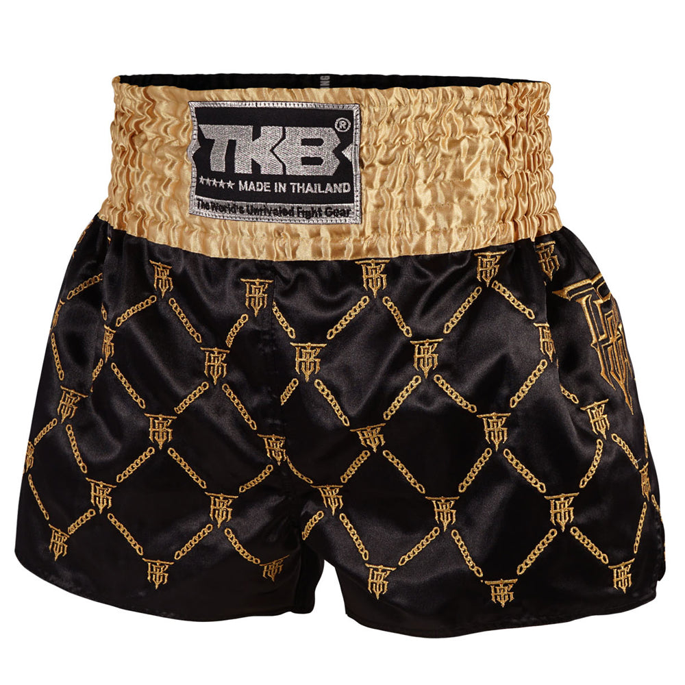 Top King Muay Thai Shorts "Chain" schwarz/gold (Bund gold)