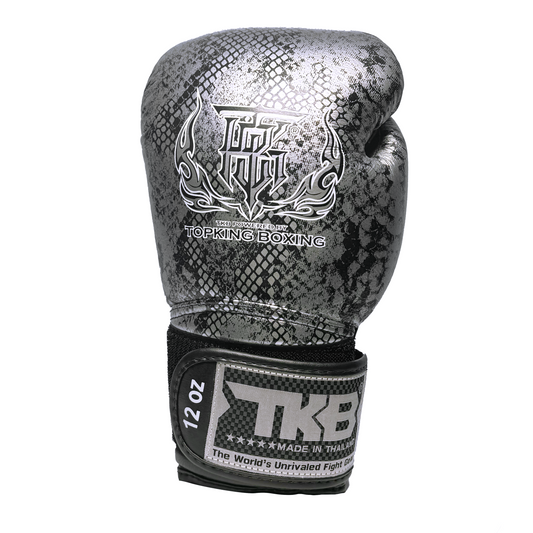 Top King Boxhandschuhe "Super Snake" schwarz/silber