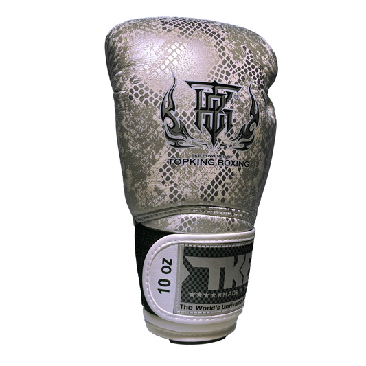 Top King Boxhandschuhe "Super Snake" weiss/silber