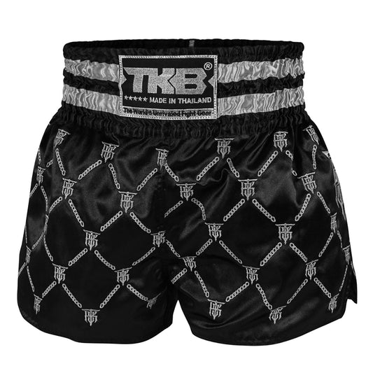 Top King Muay Thai Shorts "Chain" schwarz/silber